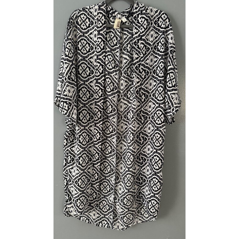 VTG Anthropologie Birdcage Tag Long Open Duster Cardigan Boho Layering Chic